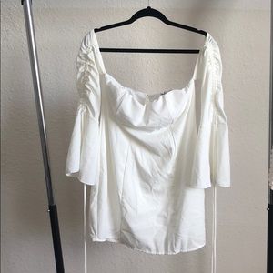 Off the shoulder off white mini dress